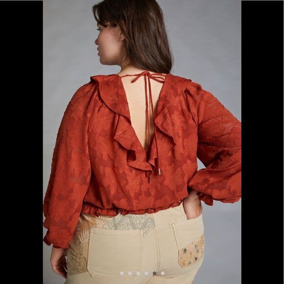 Anthropologie Textured Floral Blouse - Picture 3 of 5